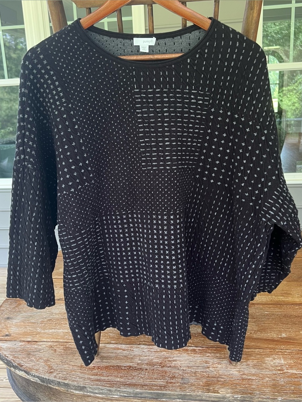 Pure J. Jill Black Scoop Neck Dolman Sleeve Ponte Knit Sweater Pullover Women MP